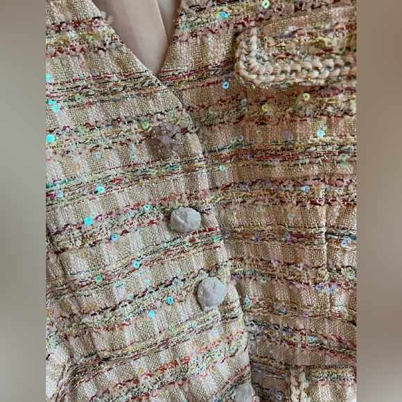 Self Portrait Pink Sequin Boucle Midi Dress - Picture 3 of 3